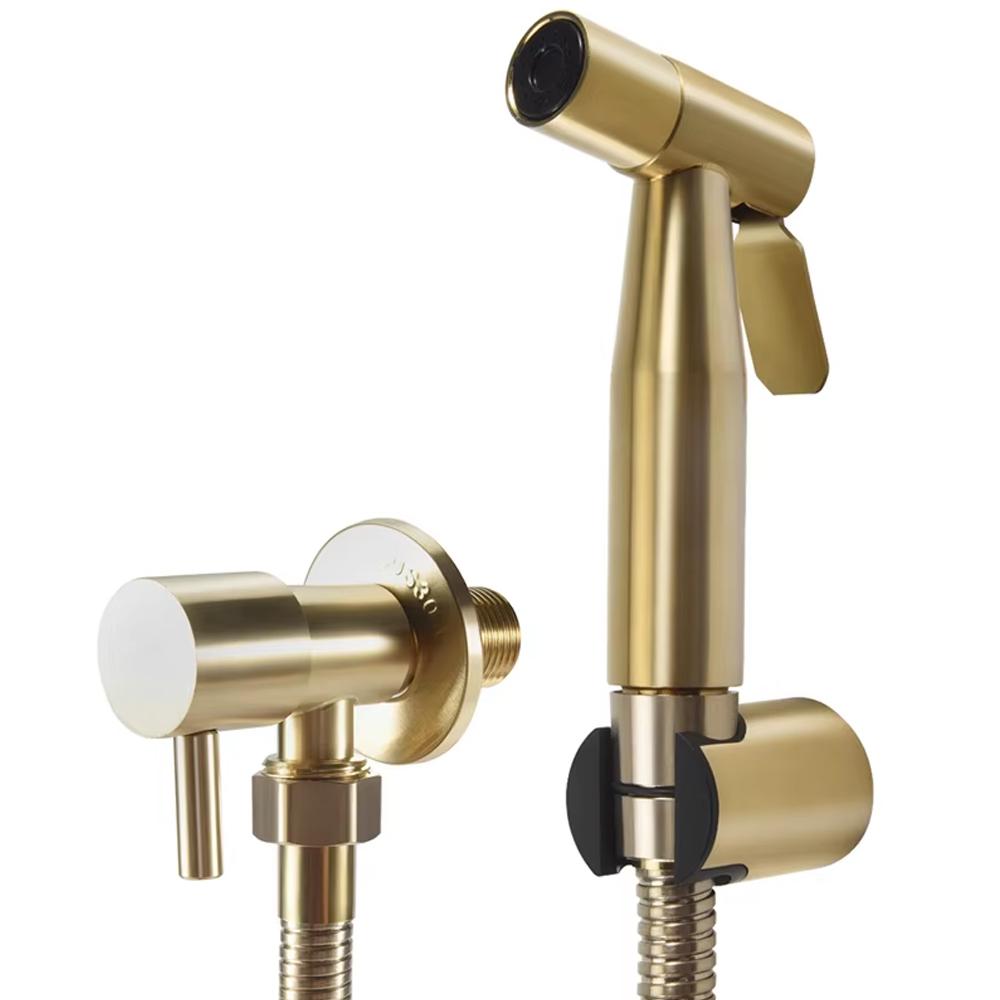 

Спрей для унитаза, Набор спрея для ванной комнаты, Комплект смесителя-биде для унитаза, Матовое золото, Настенный спрей-биде, Душ с запорным клапаном