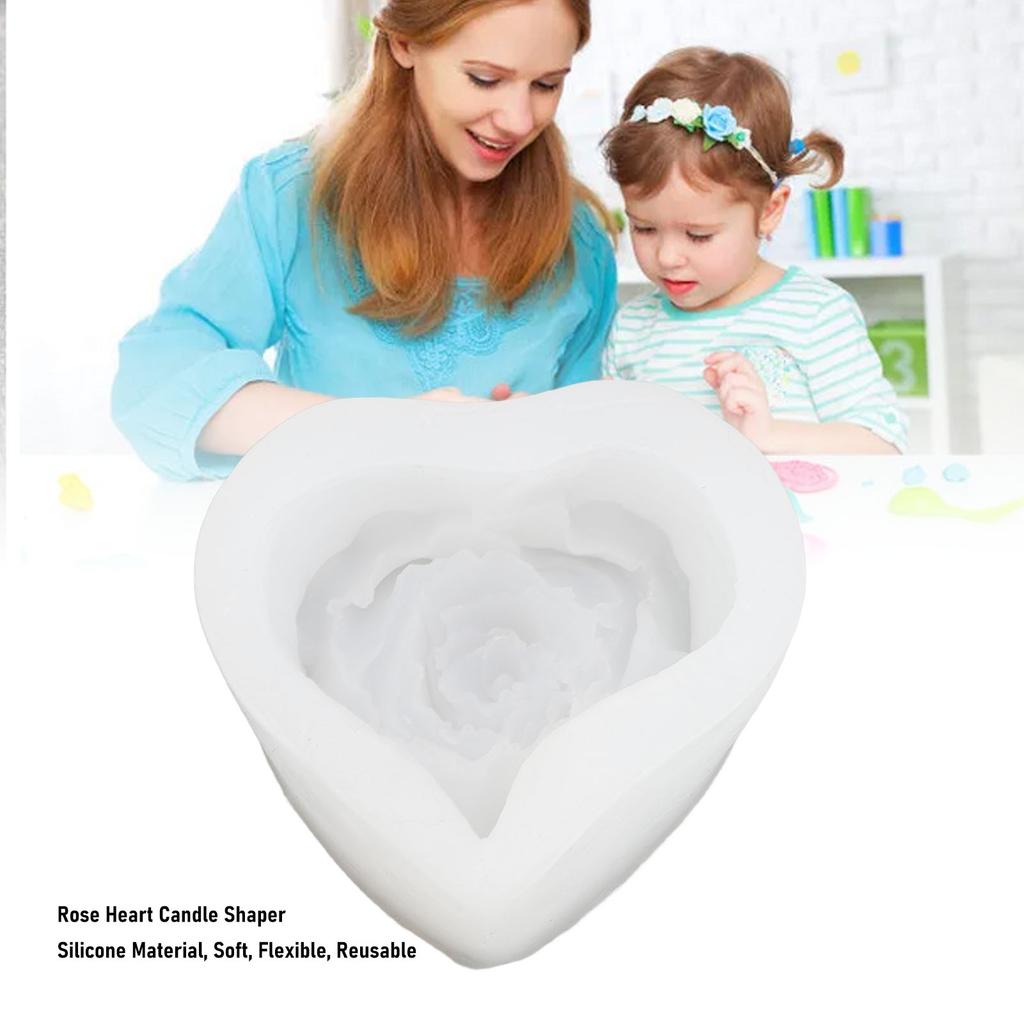 Silicone Candle Shaper 3D Heart Rose Flower Crafting Tool for Making Resin Soap Crafts Cake Decoration