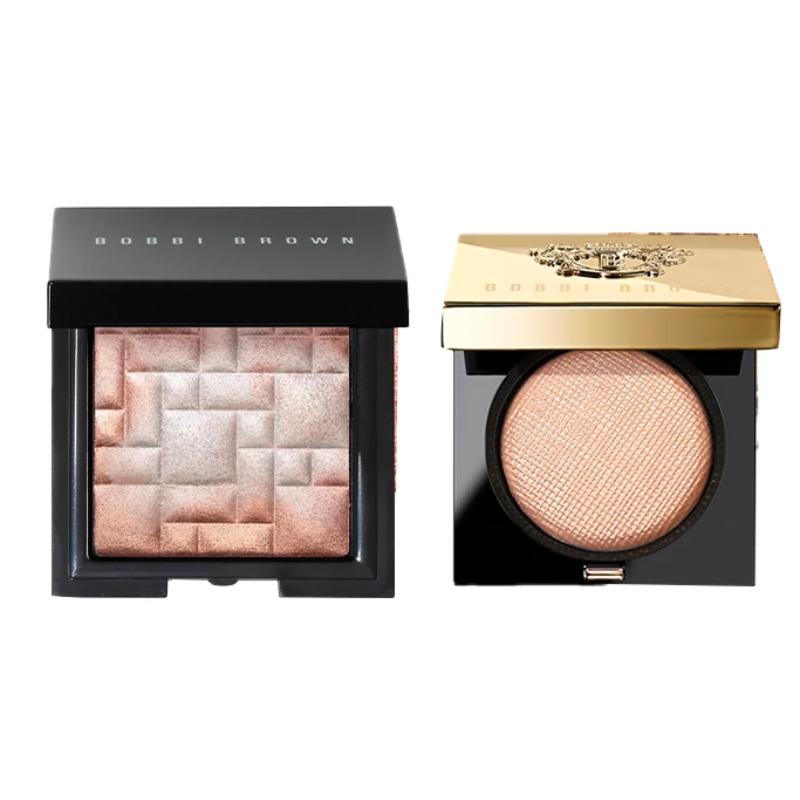 Набор для макияжа Bobbi Brown Luxe Shimmer Eyeshadow и Мини-хайлайтер Mini High Gloss, Color No. 1 + Moonstone