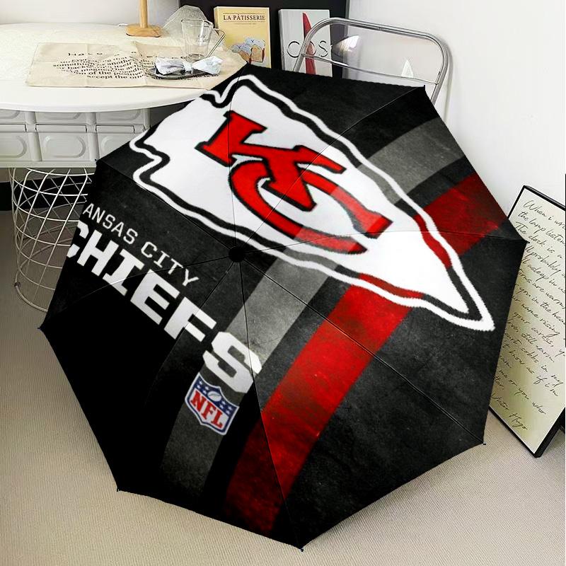 Kansas Chiefs Logo Umbrella Folding Umbrella, Automatic Umbrella 8-Frame for Travel, Camping Use Gift for Halloween Christmas