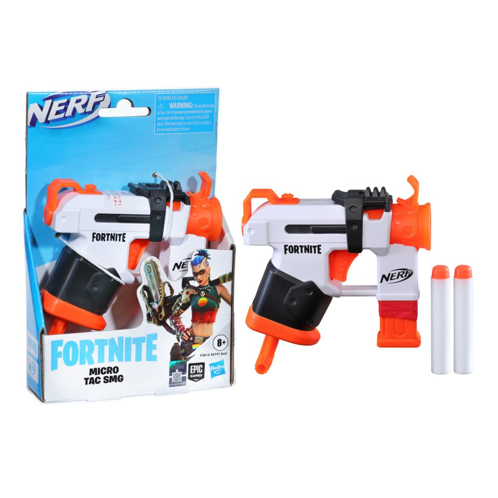 Nerf Fortnite Micro Tac SMG Mini Dart Firing Blaster Fortnite Tac SMG Gear Design with 2 Nerf Elite Darts
