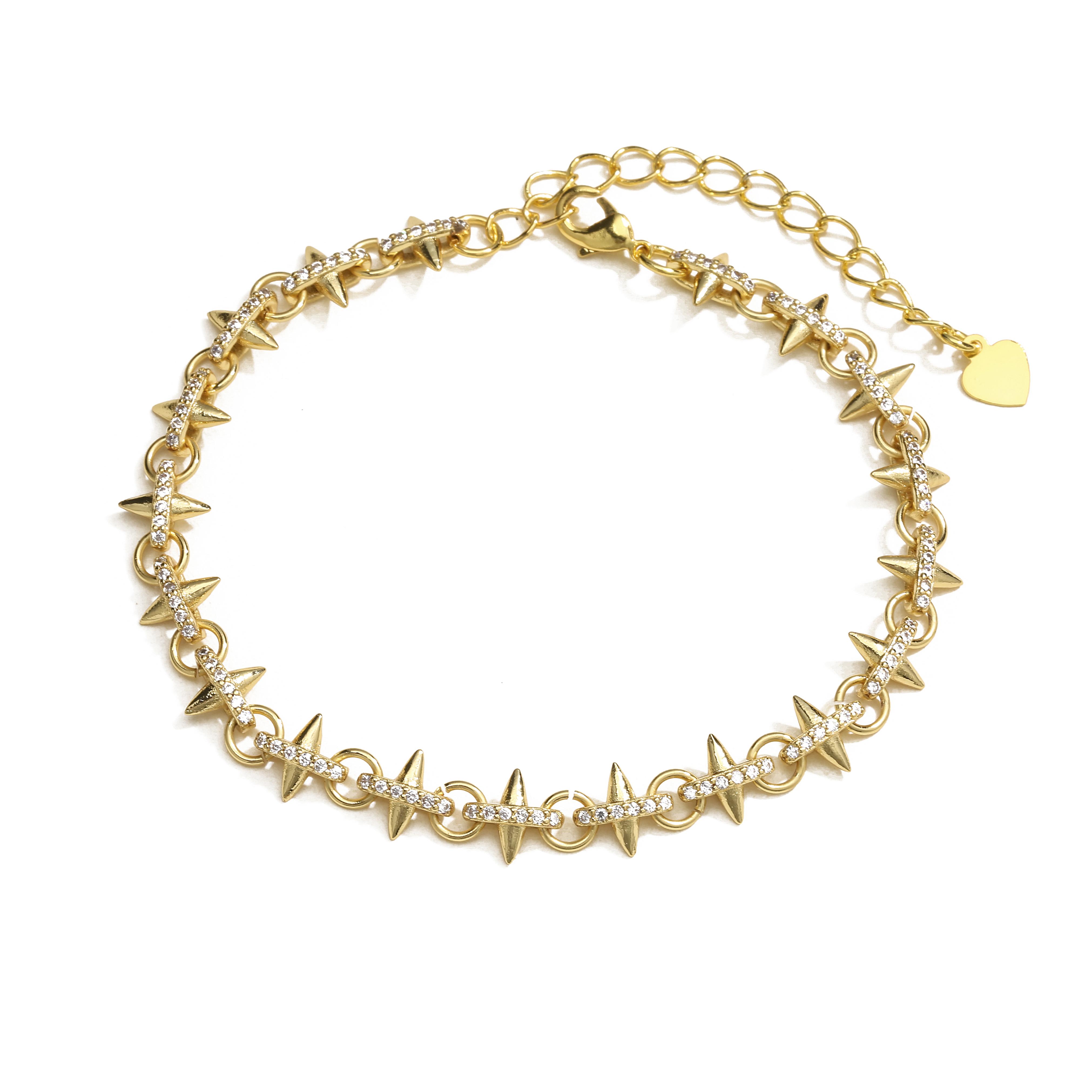

18K Gold Plated Brass Gold Color Necklace Famale Sharp Angle Zircon Fine Accessories For Gift,Wholesale Dropshipping