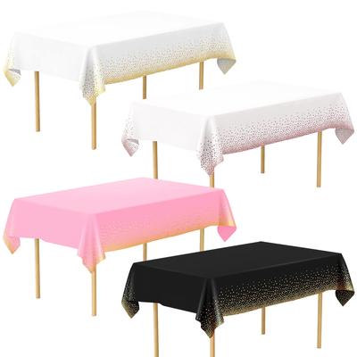 274*137cm Nappe Jetable Or Rose Nappe à Pois en Plastique Housse de Table Décoration Fête d'Anniversaire Enfant Adulte Mariage Baby Shower