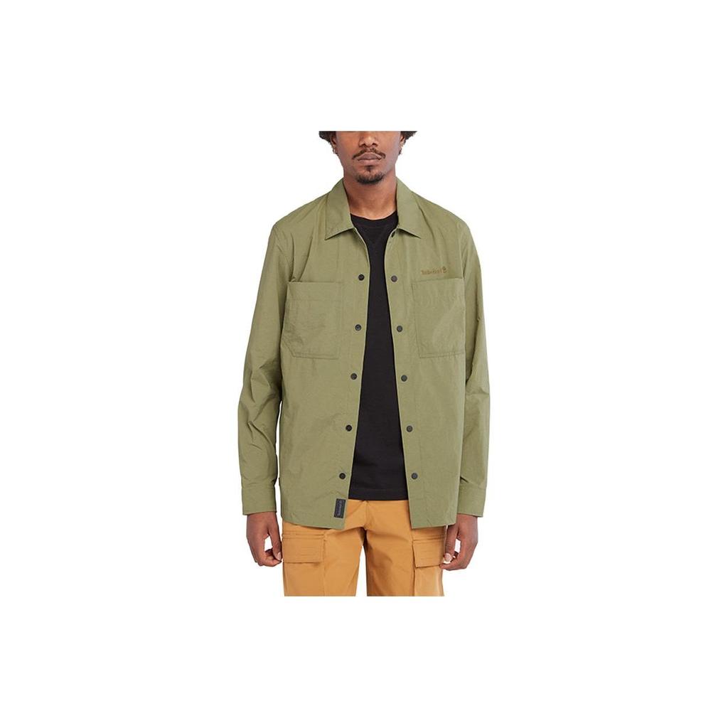 Timberland Urban Outdoor Series Outdoor Casual Sun Protection Loose Solid Color Polo Long Sleeve Shirt Men Shirts Avocado-Green A689S-V46