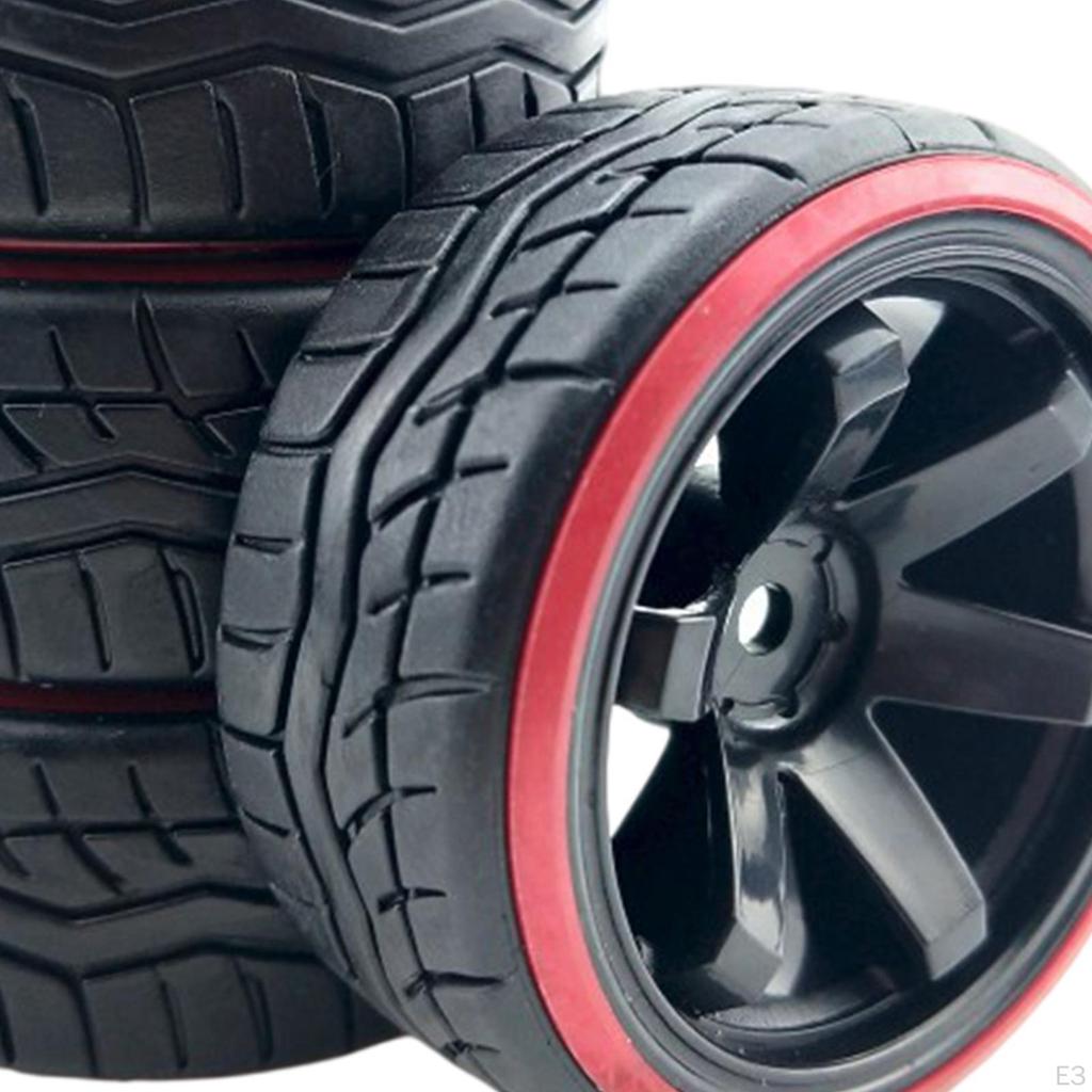 4pcs 1:10 RC Car Rubber Tires Spare Accessories 4WD Remote Control Vehicle Parts Upgrade