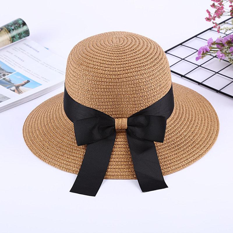 new summer sun cap women straw hat with bow visor fashion hat