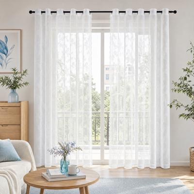 Umbra Studio Lace Curtains, Thickened High-Density Sheer Curtains with Flower Pattern, Wavy Tulle for Living Room Bedroom Balcony, Soft Light