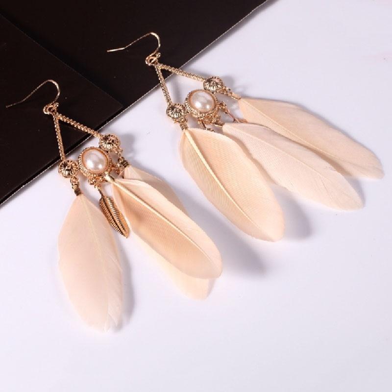 

Женская летняя мода богемный тибетский винтажный перо висячие серьги-подвески женские серьги аксессуары креативные подарки бронзовый