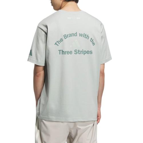 adidas Men’s Solid Color Letter Short-Sleeve T-Shirt, Silver