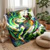 Dinosaur In Lush Forest Blanket Personalized Name Flannel Blanket Soft Cozy Plush Throw for Sofa Bed Lightweight Home Decor