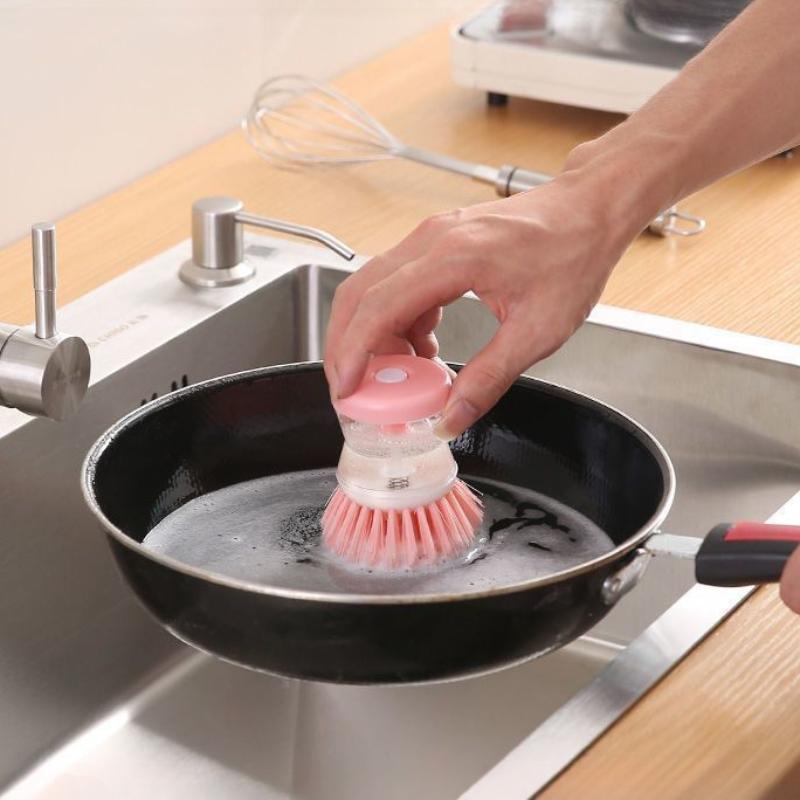 1pc Hydraulic Pot Scrubber, Press-on Household Cleaning Brush, Multi-purpose Kitchen Brush
