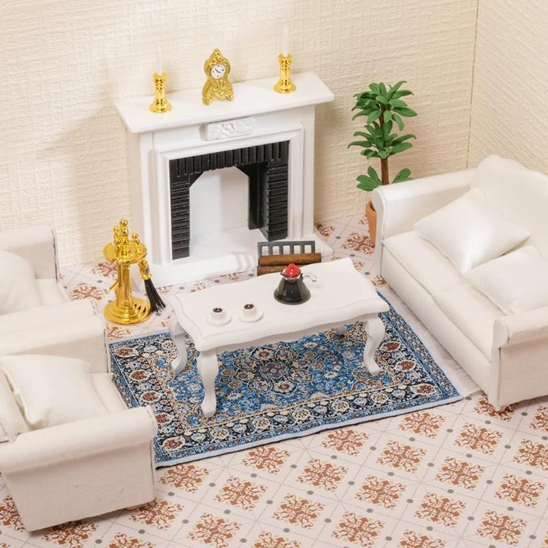 Realistic Fabric Sofa 3Pieces Couch Set For 1/12 Dollhouses Miniature Display Craft Project And Model Scene Decoration