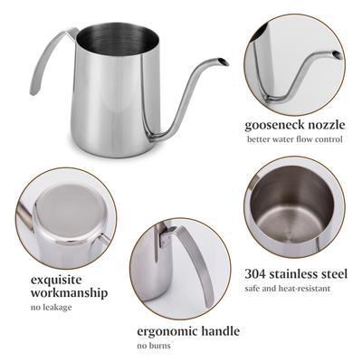 350ml Stainless Steel Hand Drip Coffee Kettle Gooseneck Pour Over Coffee Kettle Tea Kettle