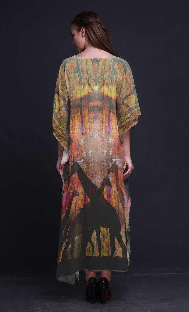 Phagun Giraffe Jungle Womens Long Beach Kaftan Beachwear Bikini Coverup Maxi