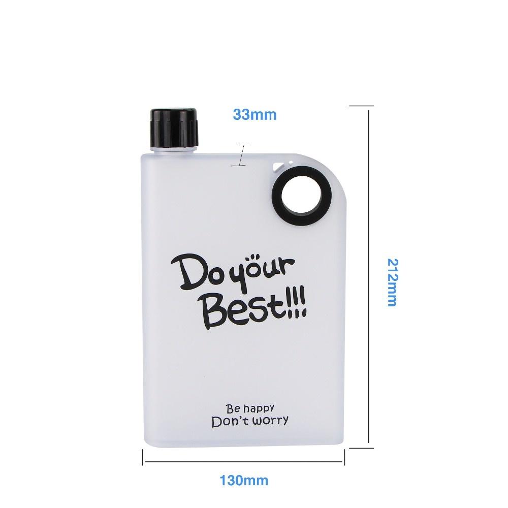 Travel Flat Water Bottle Matte Surface Drinking Bottle Portable Squeeze Paper Plastic Bottle Notebook Sports Bottle