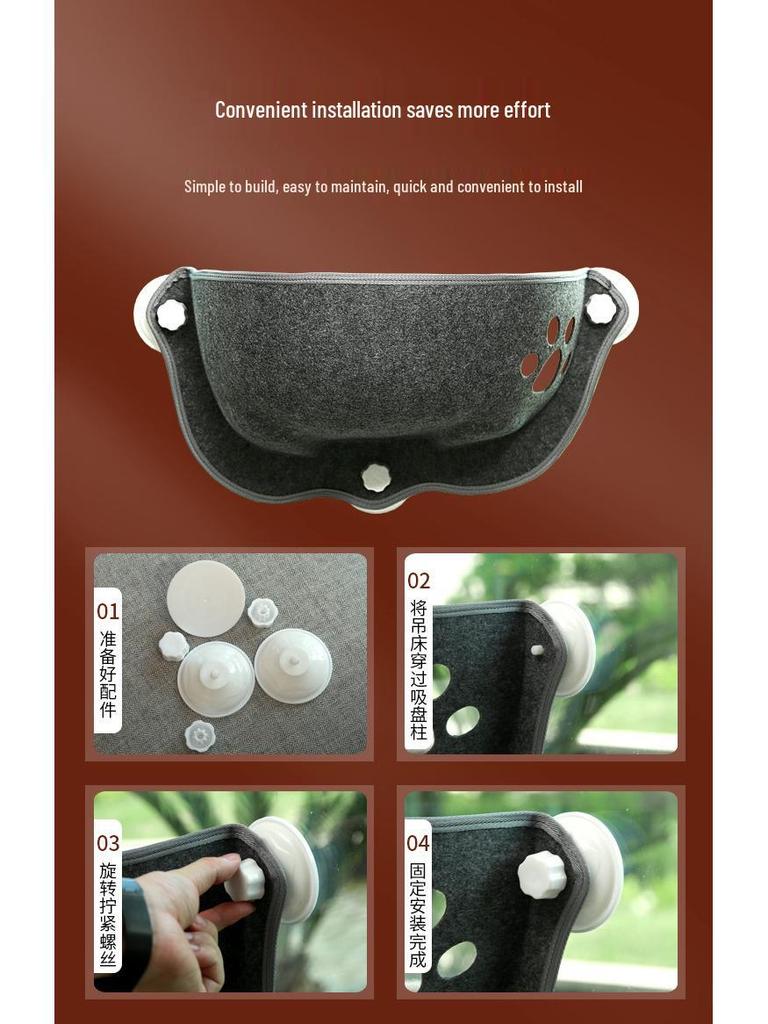 Abnehmbare Saugnapf-Katzenhängematte mit Glas-Mondsichel-Design zum Sonnenbaden