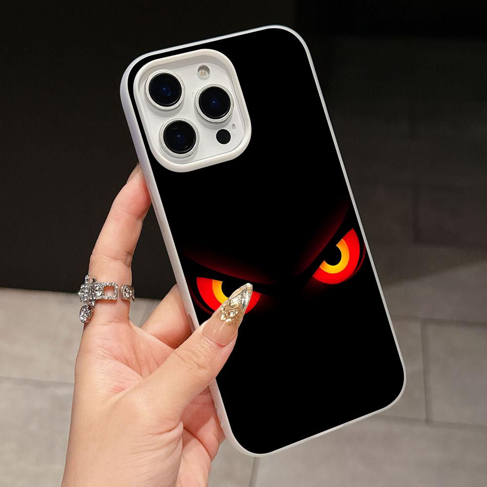 Anime Eyes Phone Case for iPhone 17 16 15 14 13 12 11 Air Pro Max Plus Jelly Double Layer White Cover
