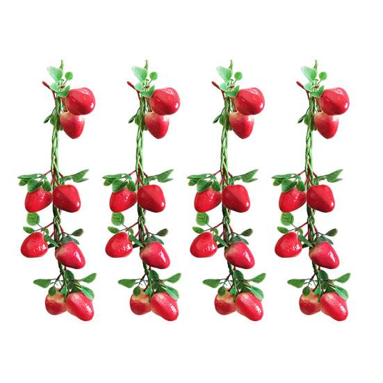 4Pcs Artificial Fruit Vegetable Garland Wall Hanging Fake Banana Strawberry Pumpkin Tomato Cucumber Chili String Farmhouse Kitchen Decoration