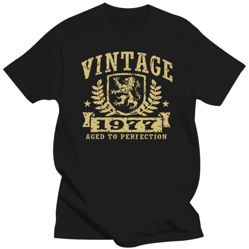 Funny Vintage 1977 Tshirt Men Short Sleeves 43 Years Old T-shirt 43rd Birthday Gift Slim Fit Pure Cotton Tee shirt Merchandise