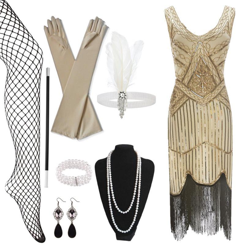 1920s Gatsby-Inspired Sequin Tassel Evening Dress
