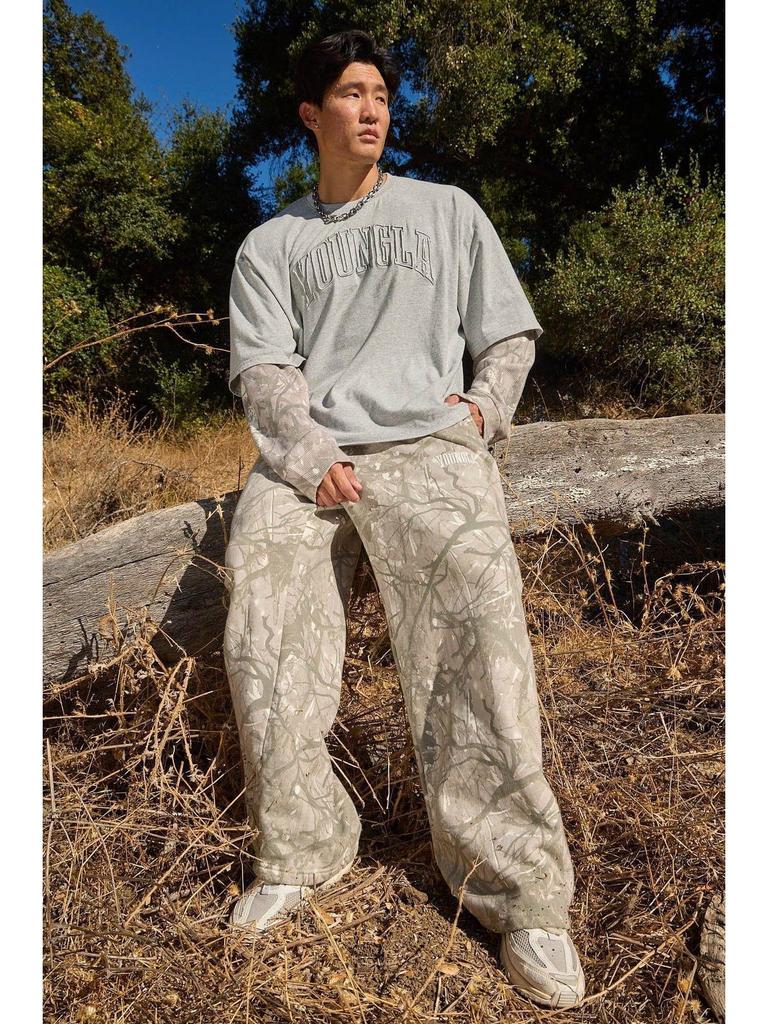 Men's Camouflage Wide-Leg Athletic Pants: Trendy Printed, Loose-Fit Casual and Running Style