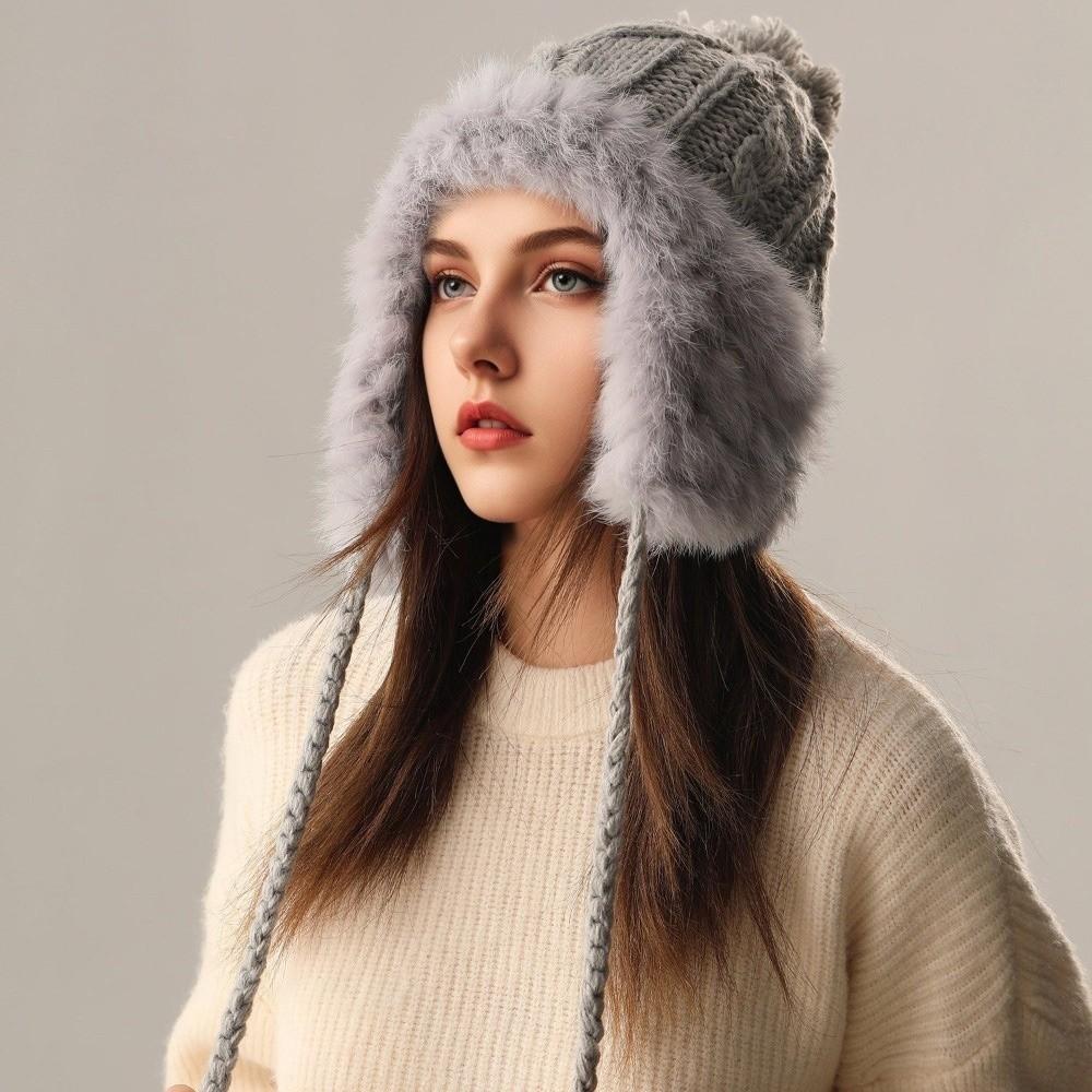 Pompom Knitted Hat Knitted Ear Protection Hat New Beanie Hat  Autumn and Winter