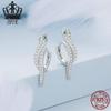 Sterling Silver S925 Snake Earrings with Platinum-Plated Zircon (Model: BSE669)