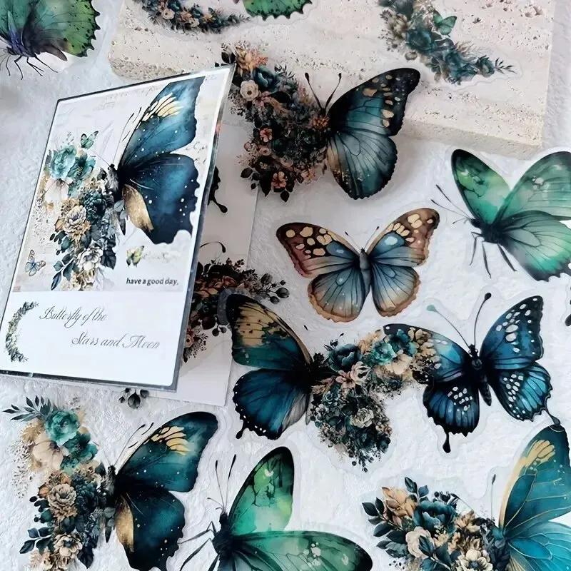 

30pcs/Pack Vintage Butterfly PET Stickers DIY Decorative Junk Journal Stickers For Scrapbook Label Diary Album Planner