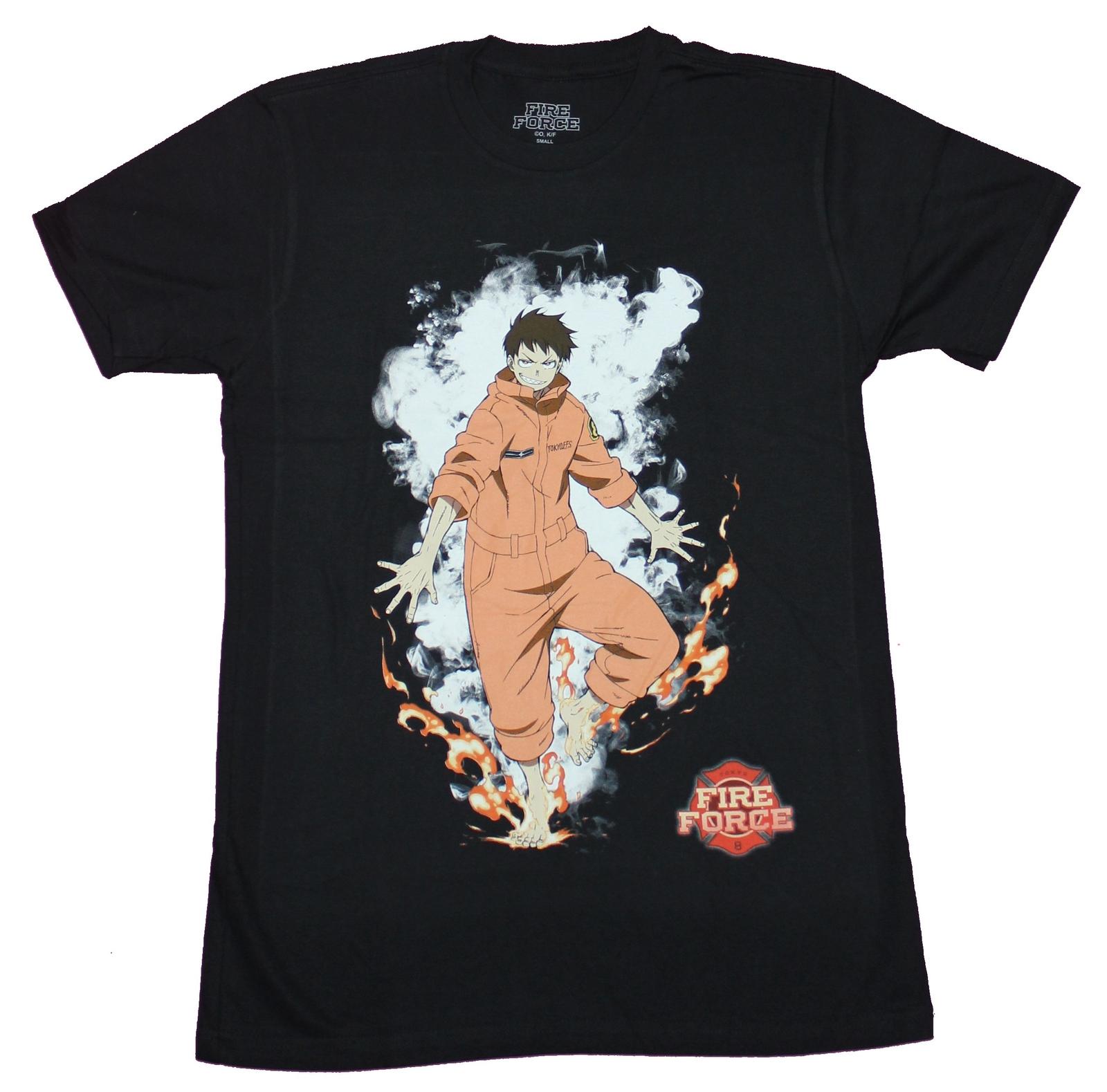 Fire Force Mens T-Shirt - Shinra Kusakabe Standing In Smoke Flames XXXL