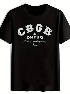 Men's Vintage Rock Band Graphic T-Shirt - CBGB and HOM OF UNDERGROUND ROCK Print,