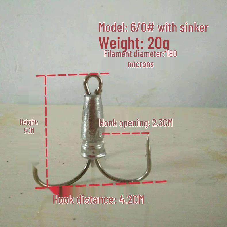 Крючок-гарпун со свинцовым якорем, Крючок для щеточной рыбалки с бородкой/без бородки, Трехподдевный крючок для толстолоба/белого амура, Жало-нож против зацепов, Большой размер