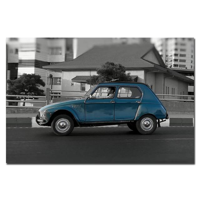 Čiernobiela nástenná maľba Cavnas Žltý plagát na auto Motobike Vintage obrazy na stenu v Londýne na dekoráciu obývacej izby Maison