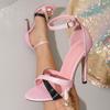 Sommer 2026 Sandalen mit offenen Zehenpartien und Stilettos: Damen-Kreuzriemen-Farbblock-High Heels