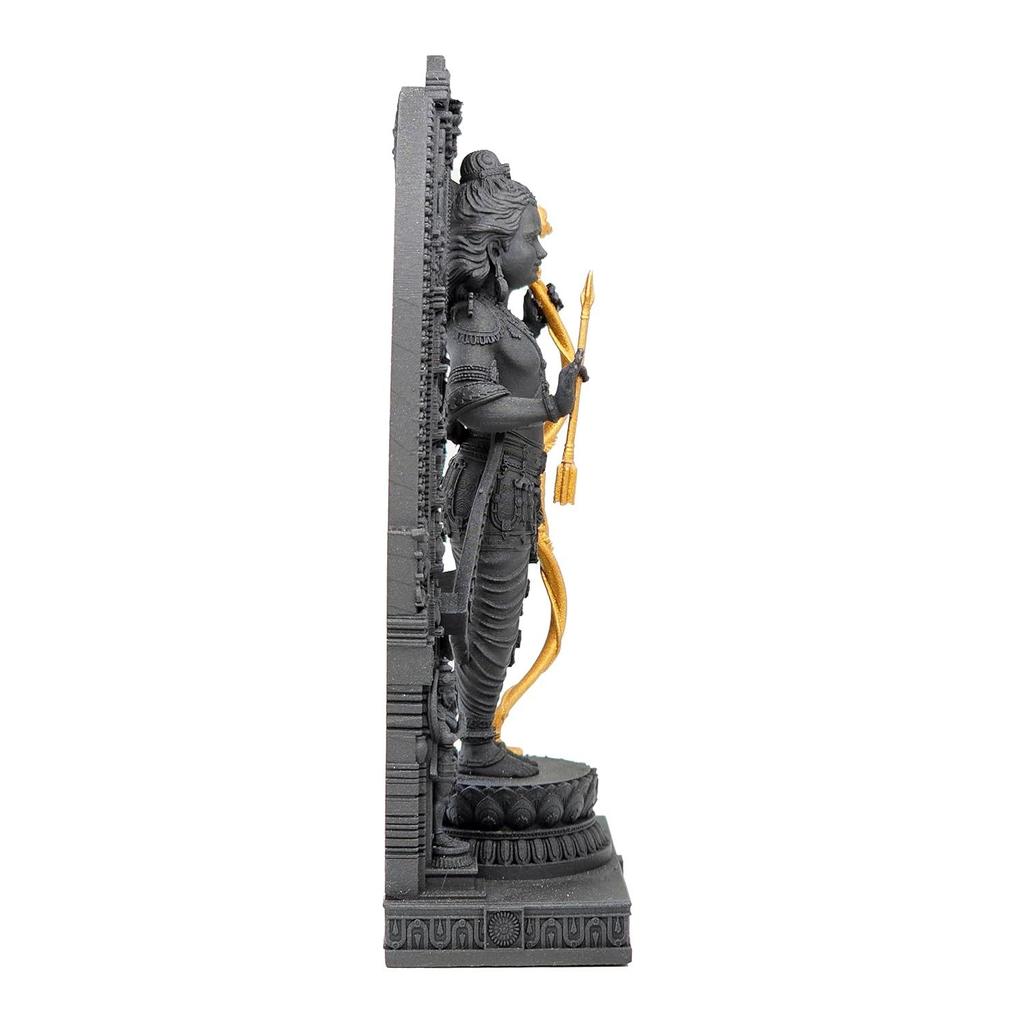 Ram Lalla Idol, 10,16 cm Höhe, Schwarz, 3D-gedruckt, UV-Harz, Hinduistische Religionsstatue von Lord Rama Ayodhya