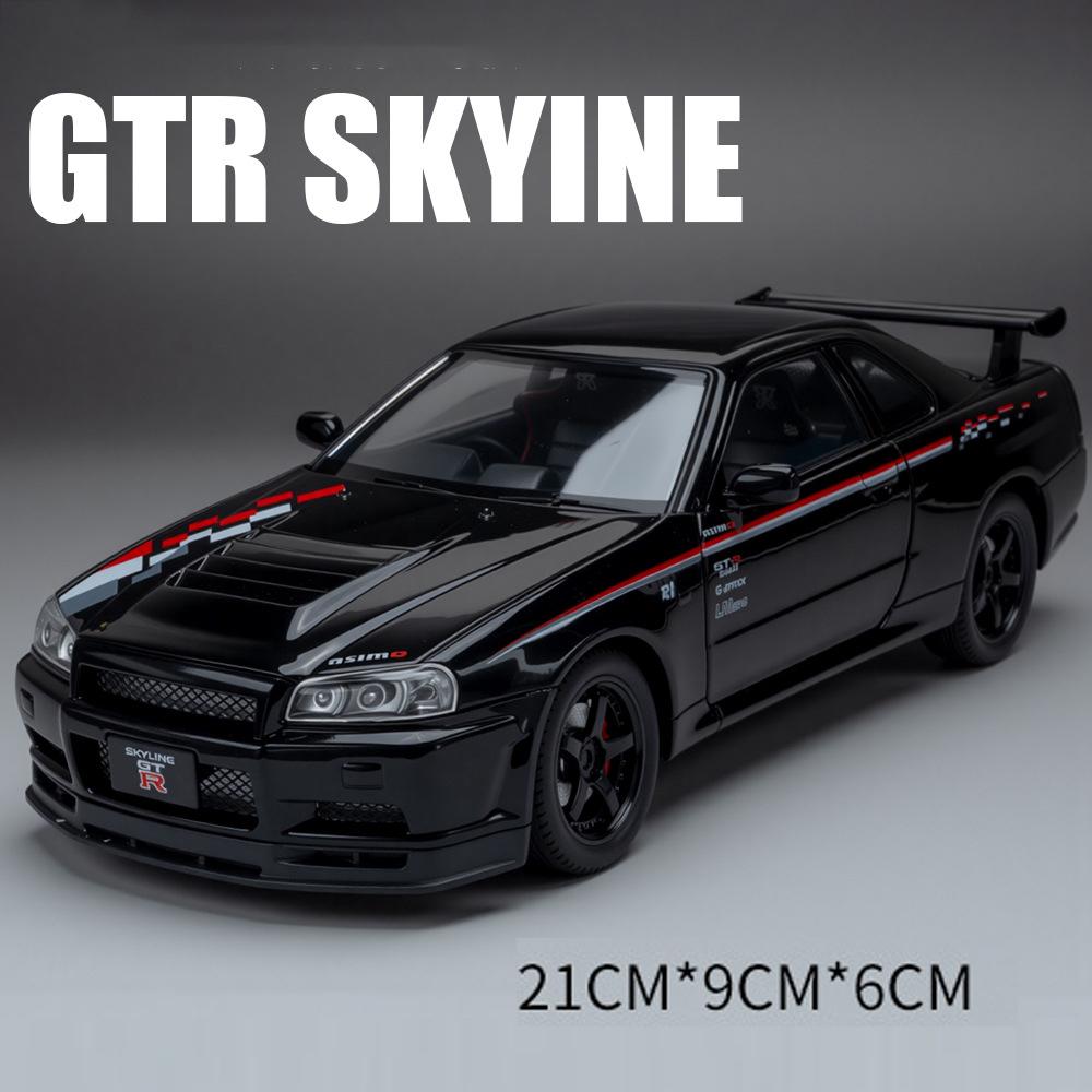 1:24 Scale GTR Sports Car Model Toy Music Light Pull Back Shock Absorption Miniature Supercar Models Toys for Children's Gifts