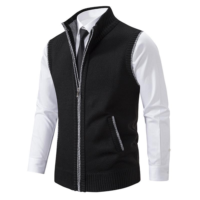 Herren Ärmellose Warmweste mit Stehkragen und Fleece-Futter - Herbst/Winter Jugendmode Gilet
