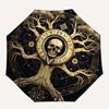 Tree of Life Skull Art Sticker DecalUmbrella, Portable 3-Fold Compact Umbrella for Men & Women Gift