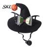 Pet Halloween Hat Cat Wizard Hat, Bent Pointed with Pumpkin Bell, Sequined Bow Festive for Cats Small Dogs Stiff Felt