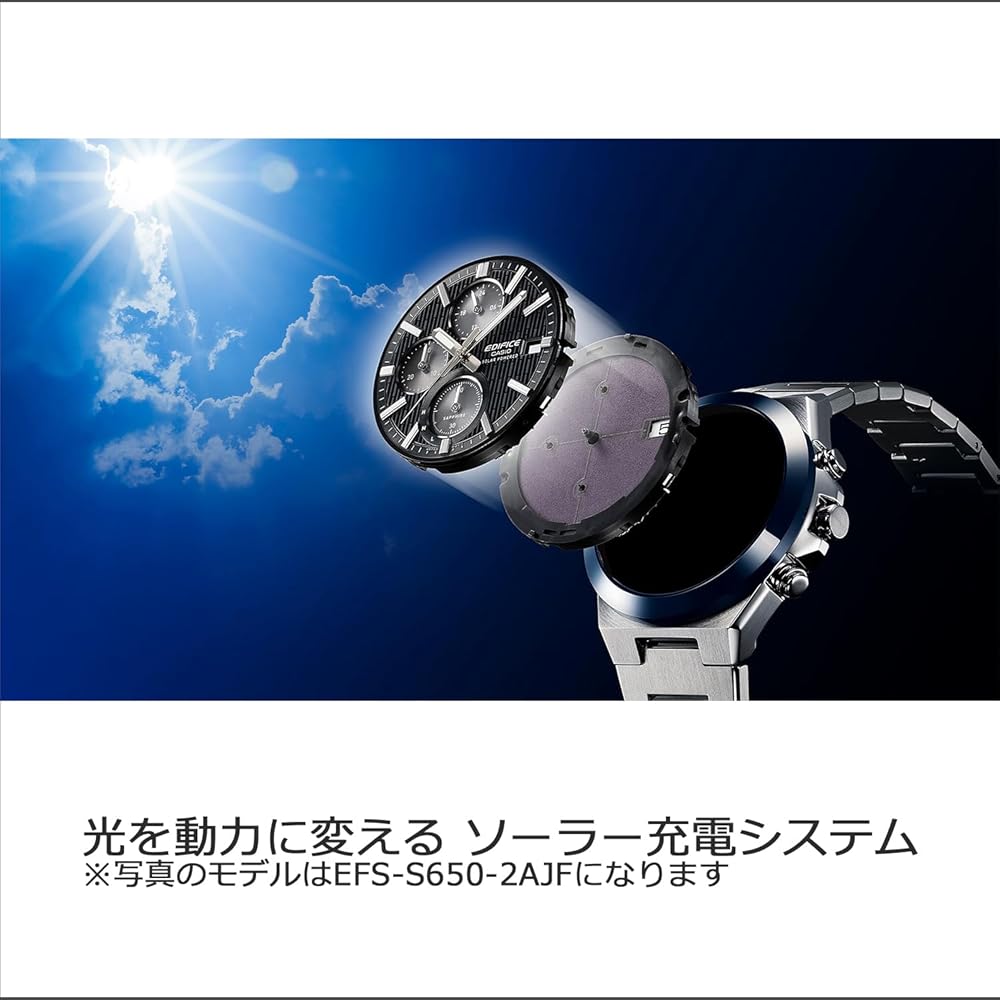 Casio Edifice Watch EFS-S650YD-2AJF Men's Blue Solar Watch with Ceramic Bezel and Sapphire Crystal (Official Japanese Product)