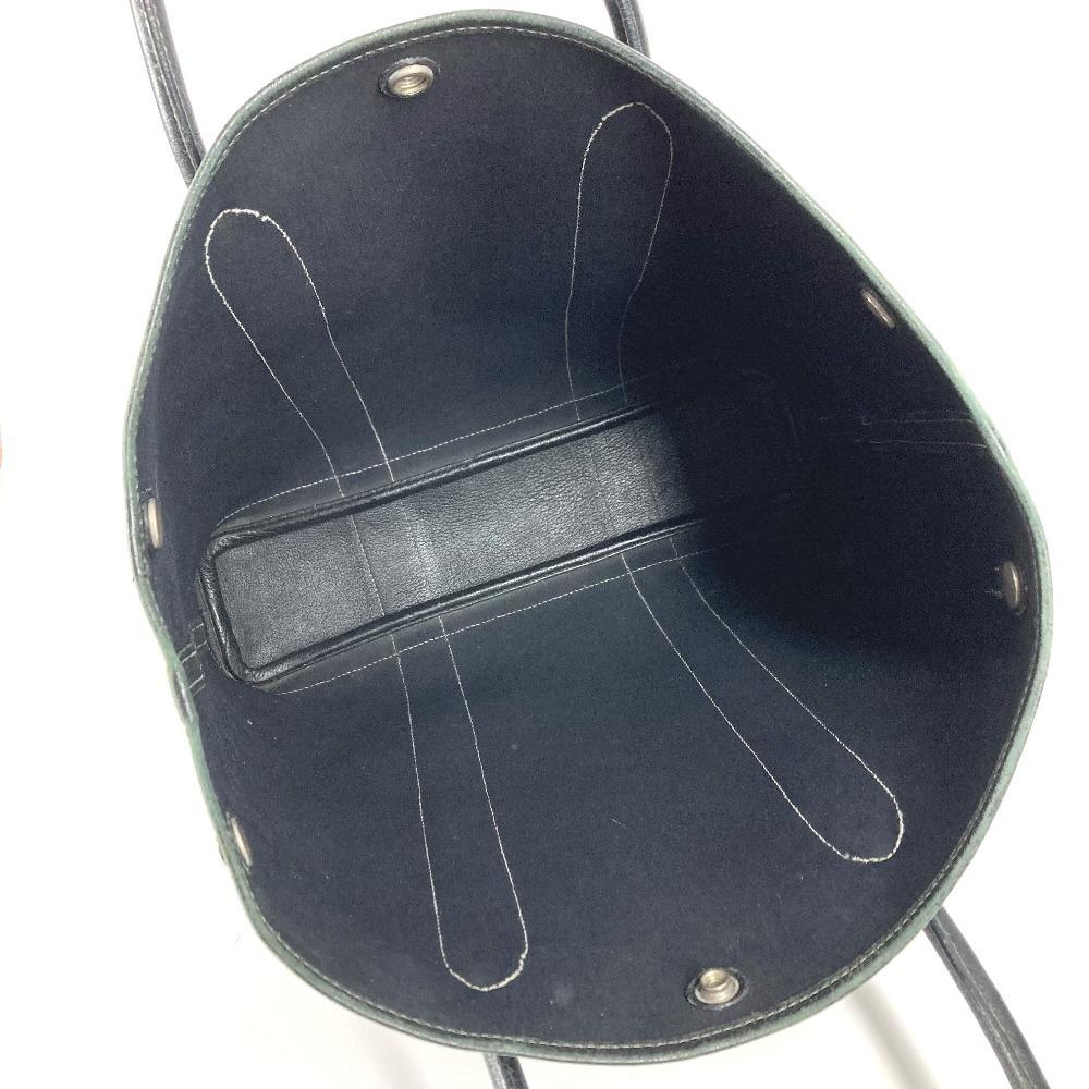 HERMES Garden File MM Bag Tote Bag Shoulder Bag Leather / Canvas Black