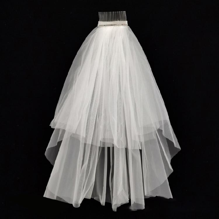 Wedding Tulle Bridal Lace Veil with Bowknot/Floral Trim Elegant Bridesmaids Veil