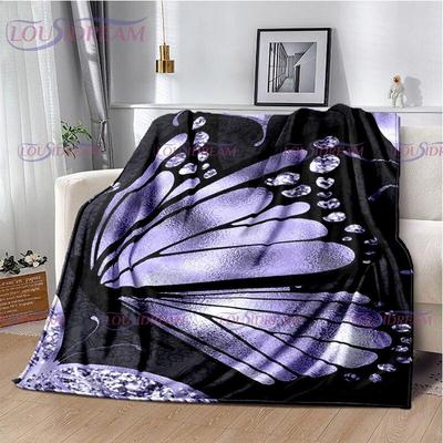 Butterfly Blanket Print Fleece Blanket Throw Light Weight Warm Blanket for Bed Kids Blankets Couch Chair Living Room All Season