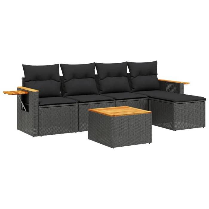 VidaXL Garden Lounge Set with Cushions 6 Pcs, Patio Sofas, Patio Furniture Set, Outdoor Furniture, Black 3226762