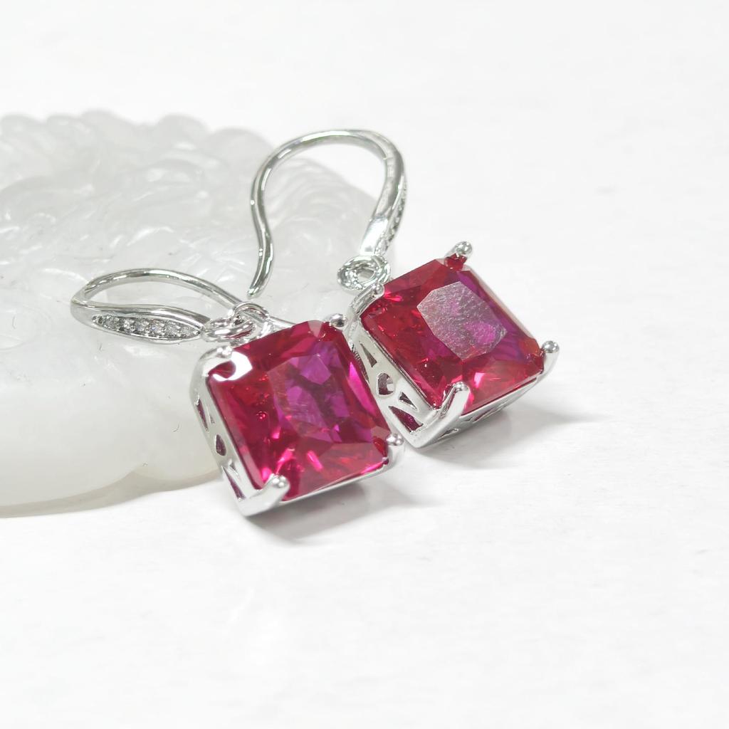 Gethin Jewelry Korean Fashion Zircon Square Earrings for Women - Simple Design