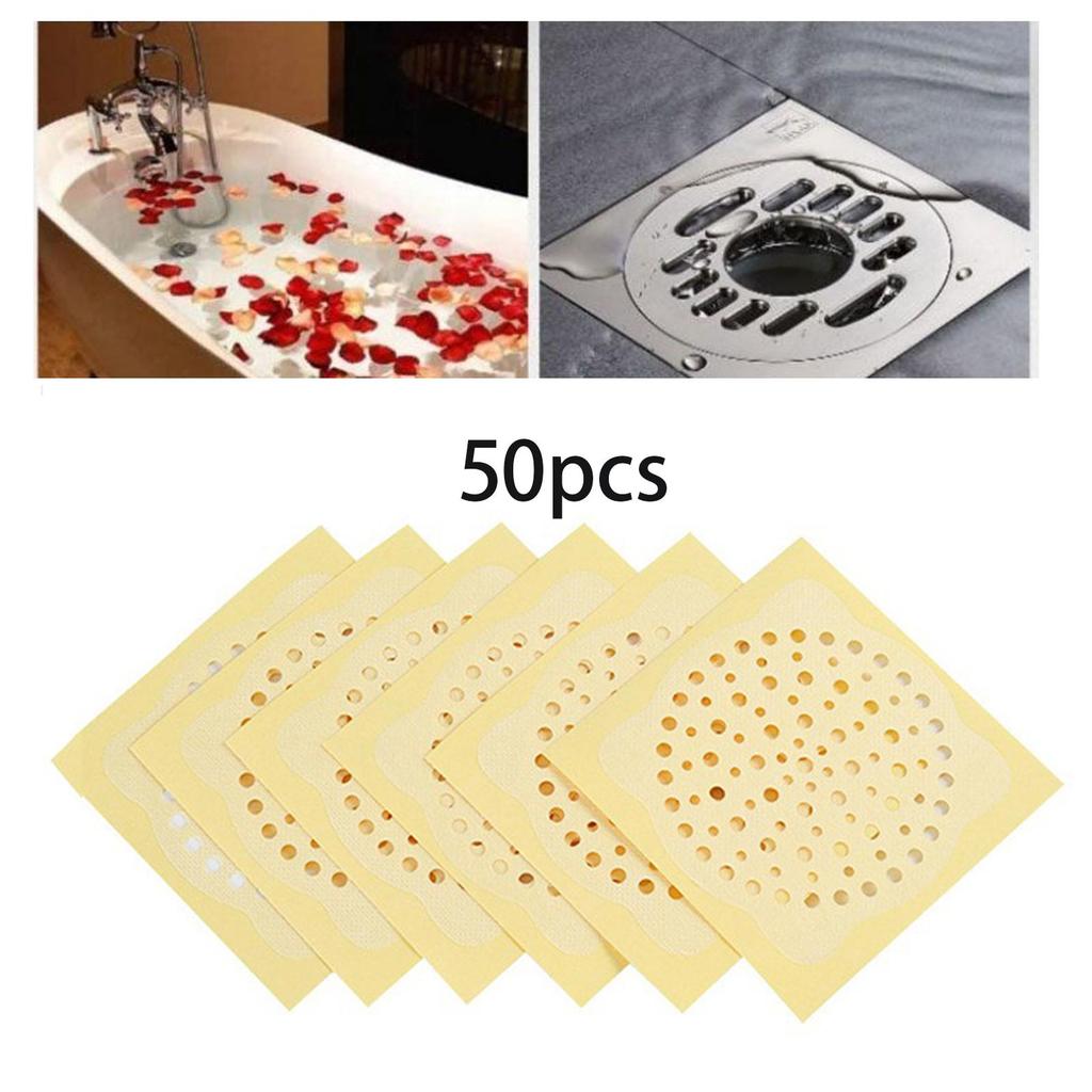 50x Shower Drain Strainer Stickers Sink Disposable for 10cmx10cm