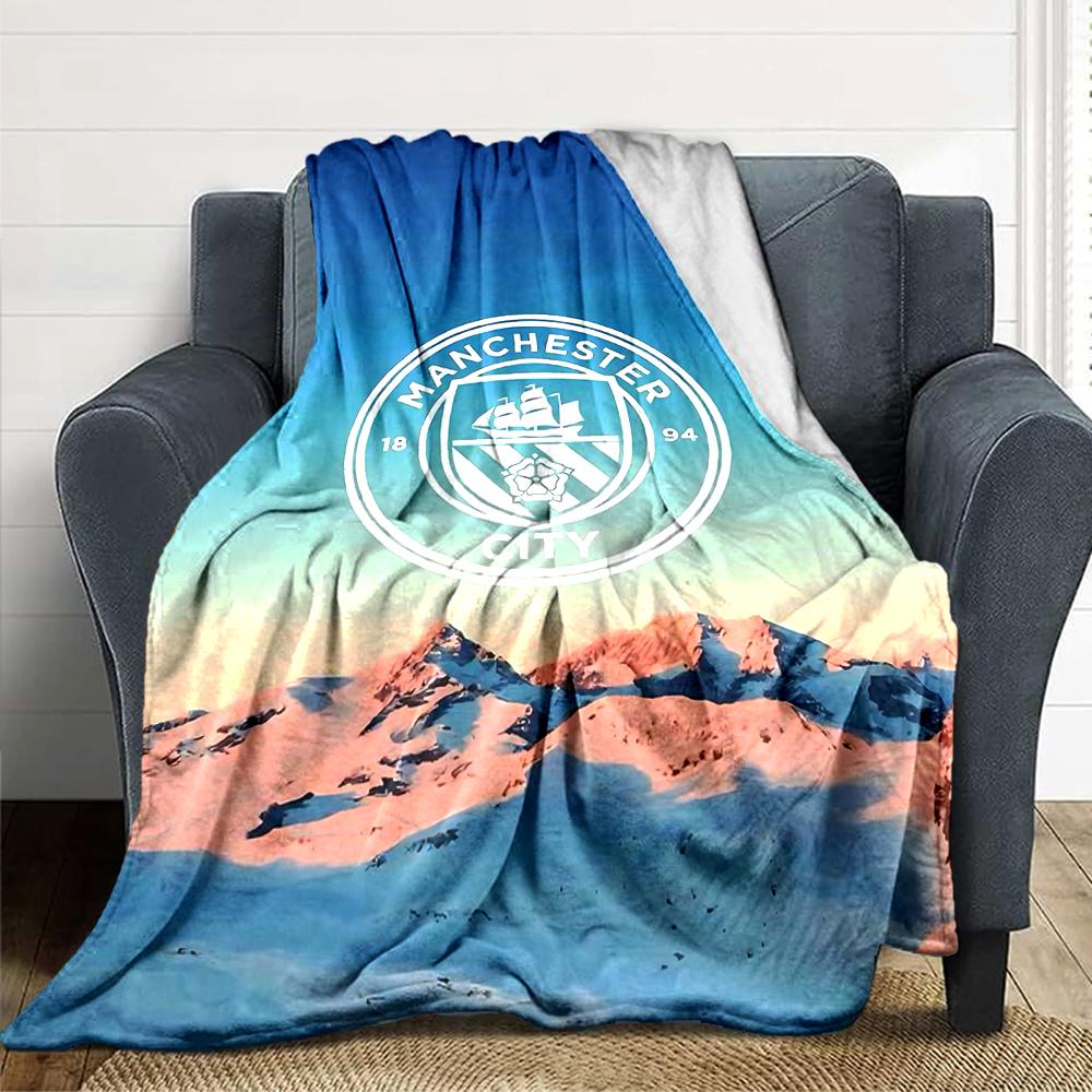 Manchester City Wappen Decken Flanell Bedruckt Atmungsaktiv Warm Überwurf für Zuhause Büro Bettwäsche 0708a21