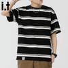 CHOCOOLATE Men's Stripe Color-block Crew Neck T-Shirt