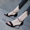 Fashion 5CM High Heeled Sandals Women 2025 Summer Footwear Metal Decor Ankle Strap Women's Sandals Fashion Size34 40 Zapatos De Mujer