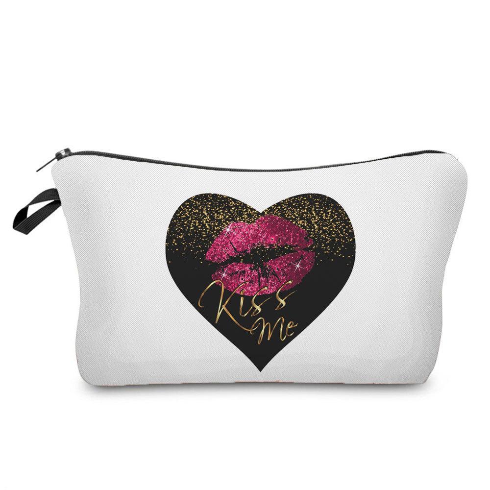 Women Lips Print Cosmetic Bag Toiletries Organize Travel Storage Case 6382