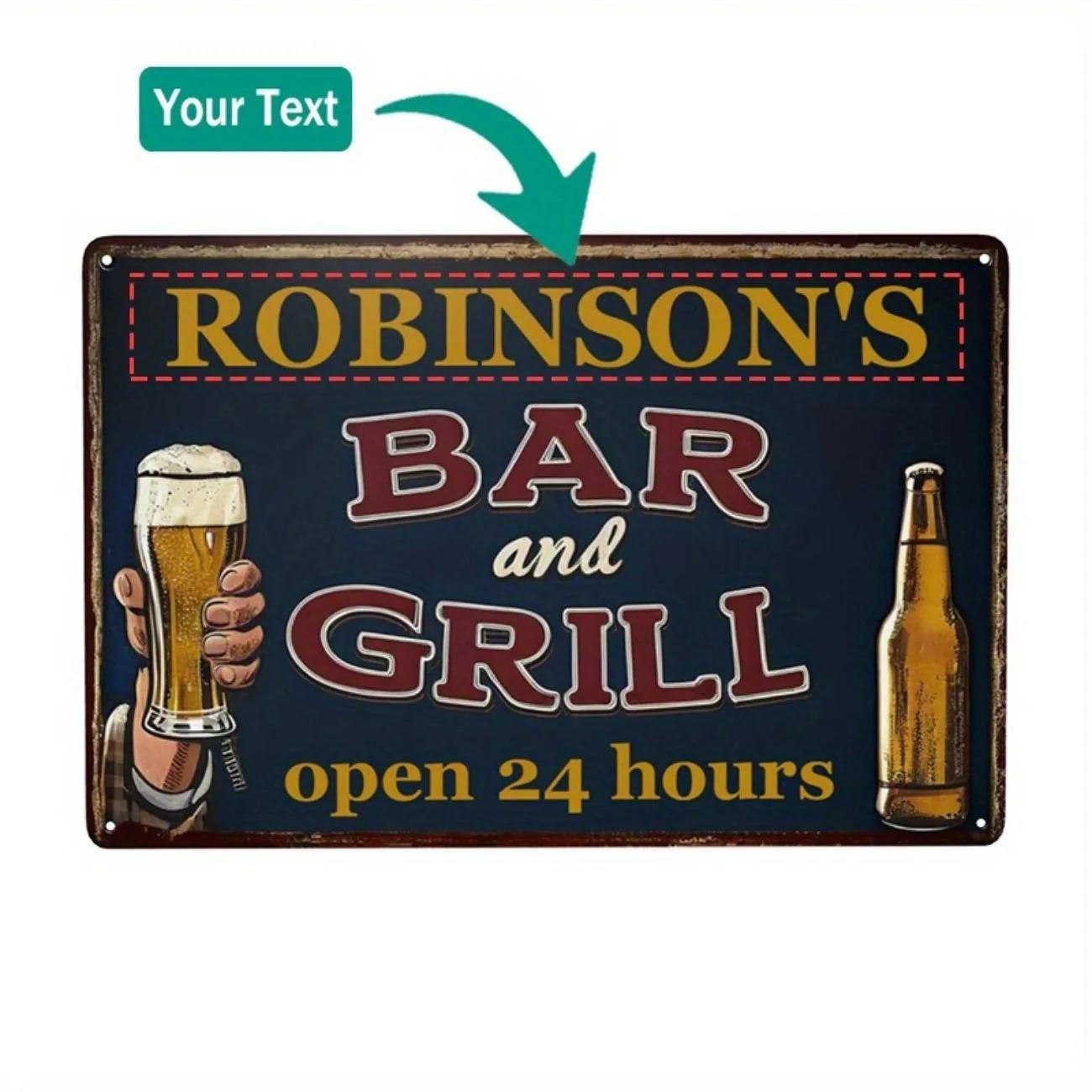 DORA Tin Sign Personalized Aluminum Bar Grill Sign xcm Custom Text Logo Metal Plaque Man Cave Pub Wall Decor for Home Bar Restaurant 20x30cm(7.8x11.8inch)